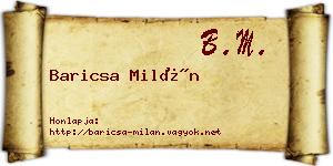 Baricsa Milán névjegykártya